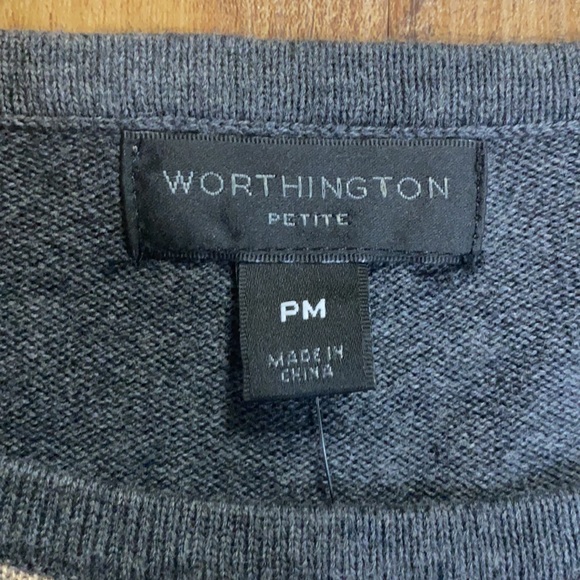 Worthington grey & tan long sleeve chevron sweater dress size petite medium - Picture 6 of 8